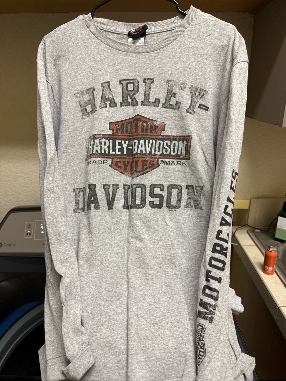 Harley-Davidson Gray Tee with Orange Shield Logo